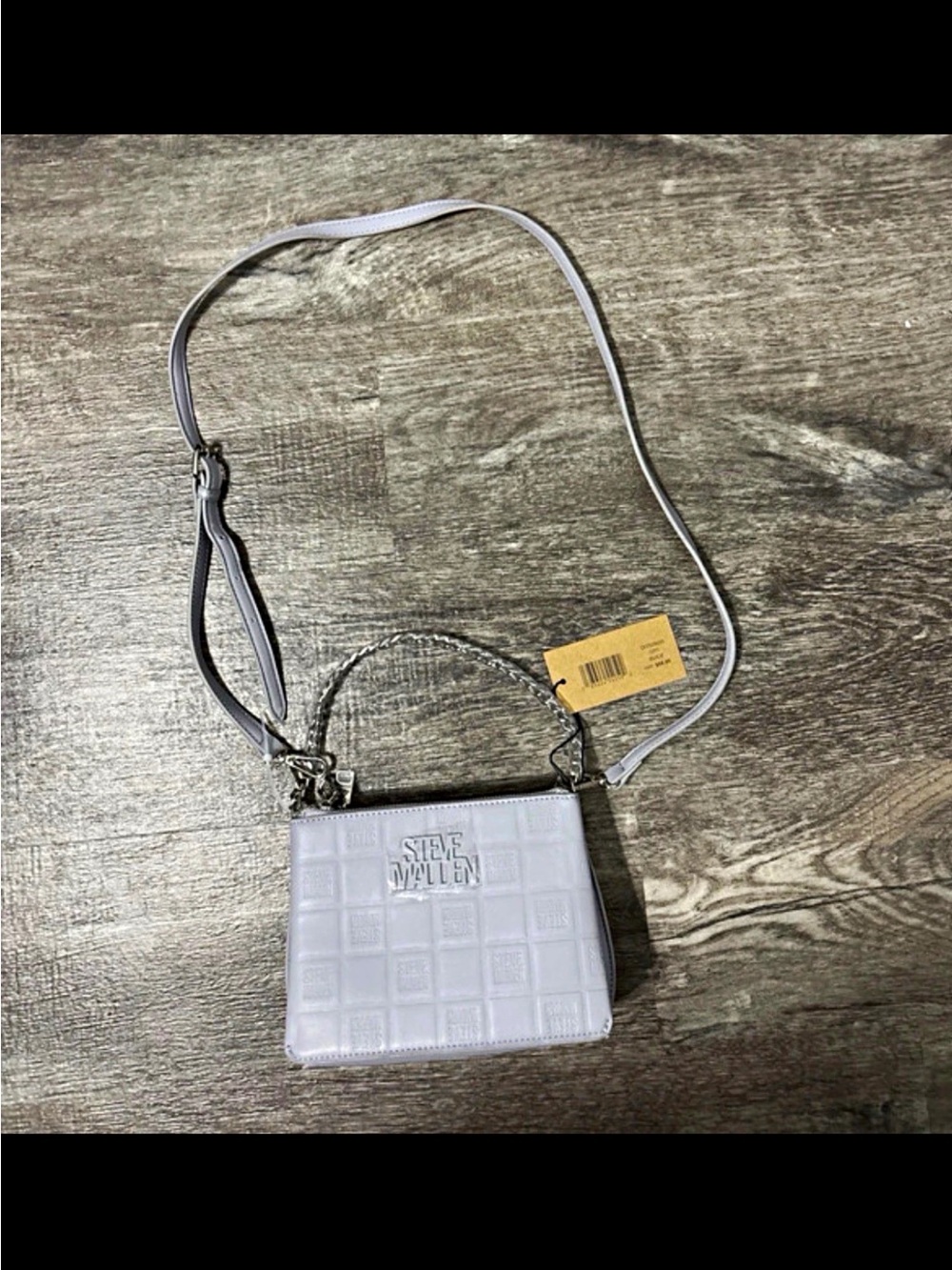 Steve Madden Light Gray Quilted Crossbody Messenger Bag